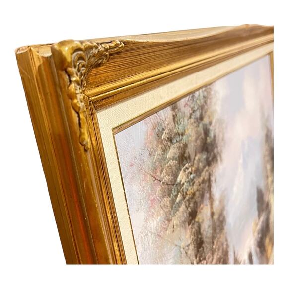 R Thomas Oil Painting On Canvas Waterfall Mountain River Pine Trees Forest 25x29 - Picture 6 of 9